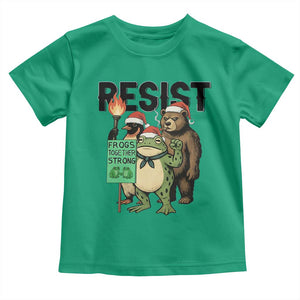 Funny Christmas Frogs Together Strong Toddler T Shirt Portland Resist Meme Gift - Print Your Wear