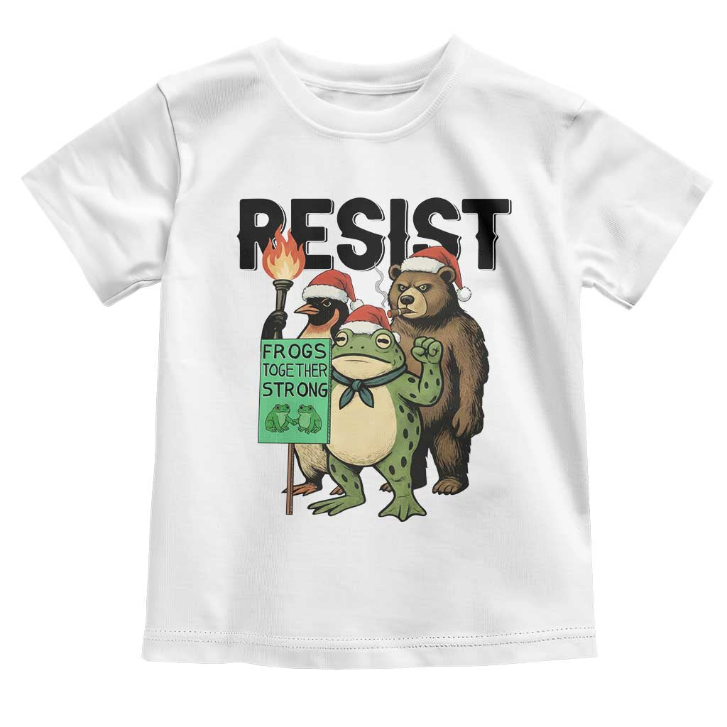 Funny Christmas Frogs Together Strong Toddler T Shirt Portland Resist Meme Gift TS12 White Print Your Wear
