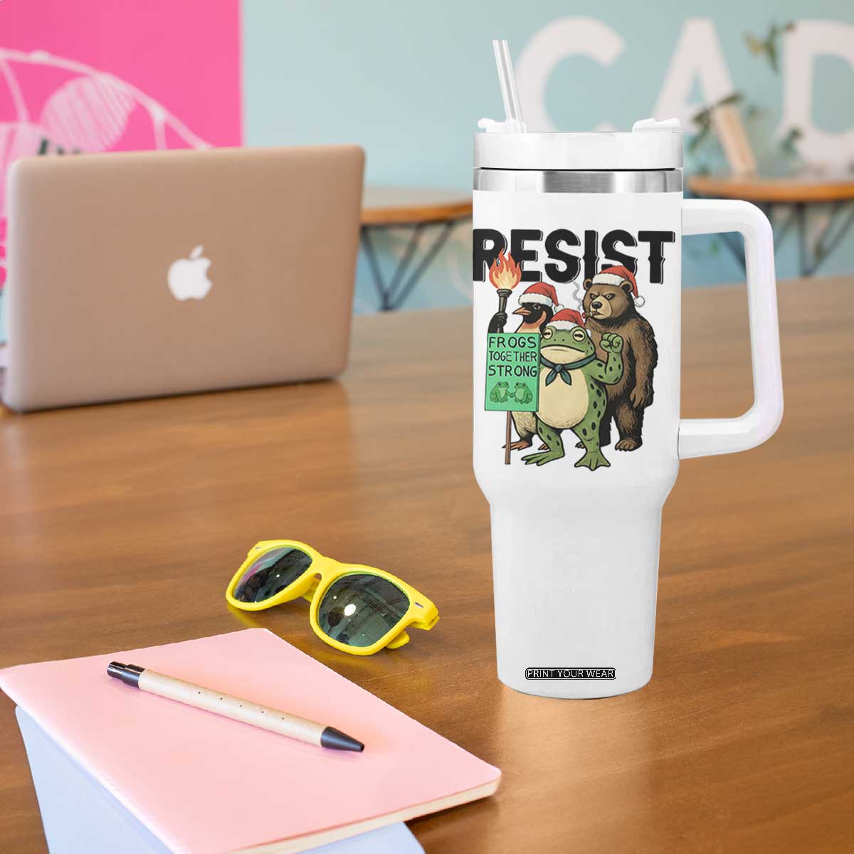 Funny Christmas Frogs Together Strong Tumbler With Handle Portland Resist Meme Gift TS12 Print Your Wear