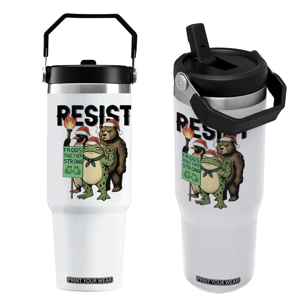 Funny Christmas Frogs Together Strong Flip Straw Tumbler Portland Resist Meme Gift - Print Your Wear