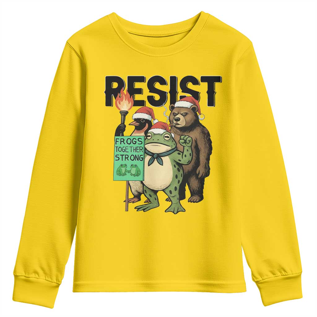 Funny Christmas Frogs Together Strong Youth Sweatshirt Portland Resist Meme Gift TS12 Daisy Print Your Wear
