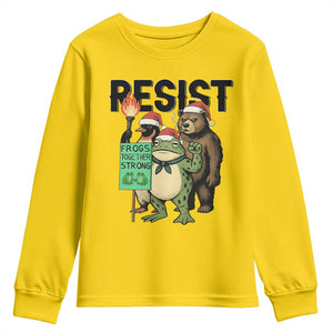 Funny Christmas Frogs Together Strong Youth Sweatshirt Portland Resist Meme Gift - Print Your Wear
