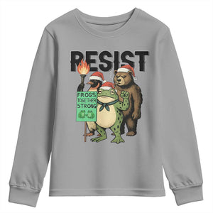 Funny Christmas Frogs Together Strong Youth Sweatshirt Portland Resist Meme Gift - Print Your Wear