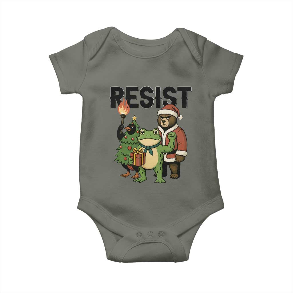 Portland Frog Protest Frogs Together Strong Baby Onesie Funny Holiday Gift TS12 Military Green Print Your Wear