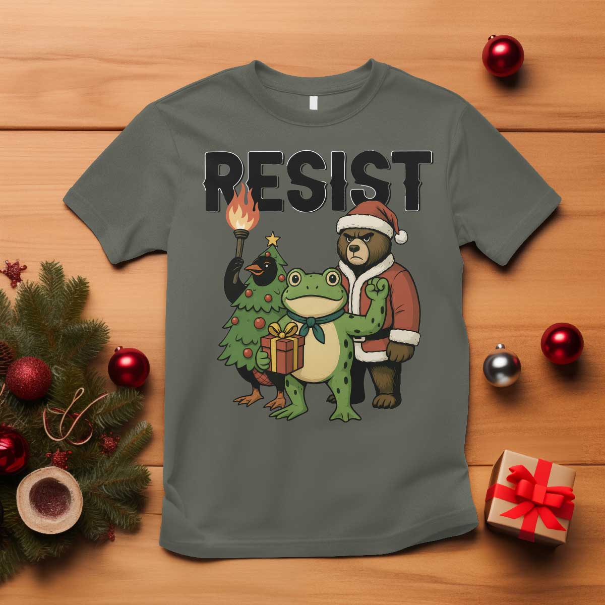 Portland Frog Protest Frogs Together Strong T Shirt Funny Holiday Gift TS12 Military Green Print Your Wear