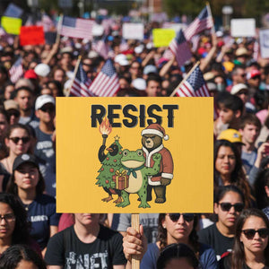 Portland Frog Protest Frogs Together Strong Protest Sign Funny Holiday Gift TS12 Horizontal 18" × 24" Yellow Print Your Wear