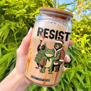 Portland Frog Protest Frogs Together Strong Glass Can Funny Holiday Gift TS12 White Print Your Wear