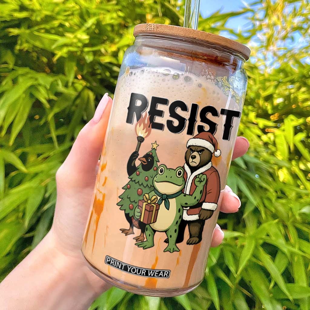 Portland Frog Protest Frogs Together Strong Glass Can Funny Holiday Gift TS12 White Print Your Wear