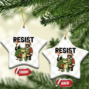 Portland Frog Protest Frogs Together Strong Ceramic Ornament Funny Holiday Gift TS12 Print Your Wear