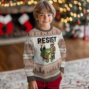 Portland Frog Protest Frogs Together Strong Ugly Christmas Sweater Funny Holiday Gift TS12 Mocha Mousse Print Your Wear
