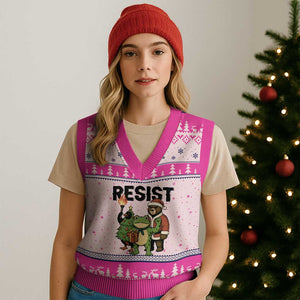 Portland Frog Protest Frogs Together Strong V-Neck Knit Sweater Vest Funny Holiday Gift TS12 Hot Pink Print Your Wear