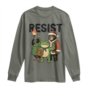 Portland Frog Protest Frogs Together Strong Long Sleeve Shirt Funny Holiday Gift TS12 Military Green Print Your Wear