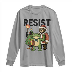 Portland Frog Protest Frogs Together Strong Long Sleeve Shirt Funny Holiday Gift TS12 Sport Gray Print Your Wear