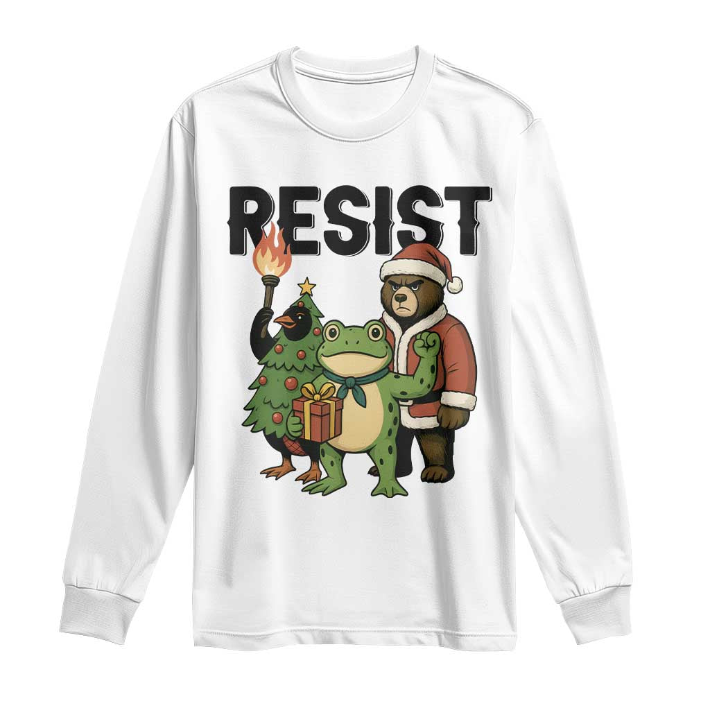 Portland Frog Protest Frogs Together Strong Long Sleeve Shirt Funny Holiday Gift - Print Your Wear