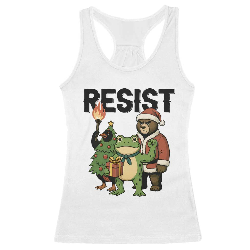 Portland Frog Protest Frogs Together Strong Racerback Tank Top Funny Holiday Gift - Print Your Wear