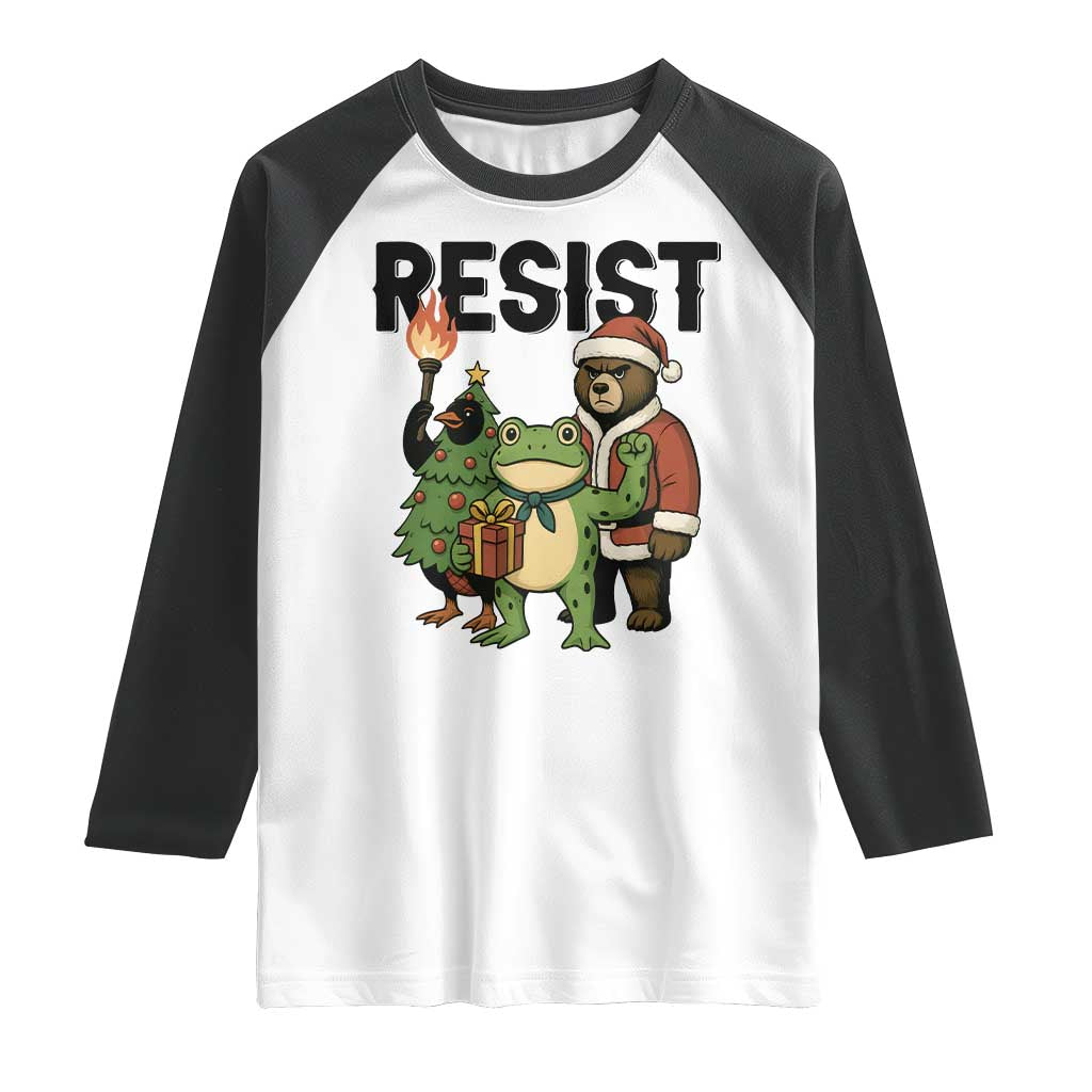 Portland Frog Protest Frogs Together Strong Raglan Shirt Funny Holiday Gift - Print Your Wear