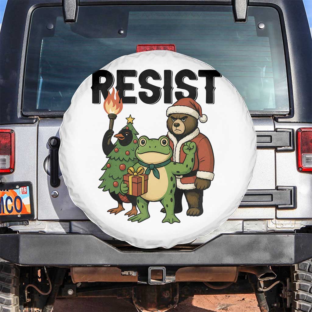 Portland Frog Protest Frogs Together Strong Spare Tire Cover Funny Holiday Gift TS12 No hole White Print Your Wear