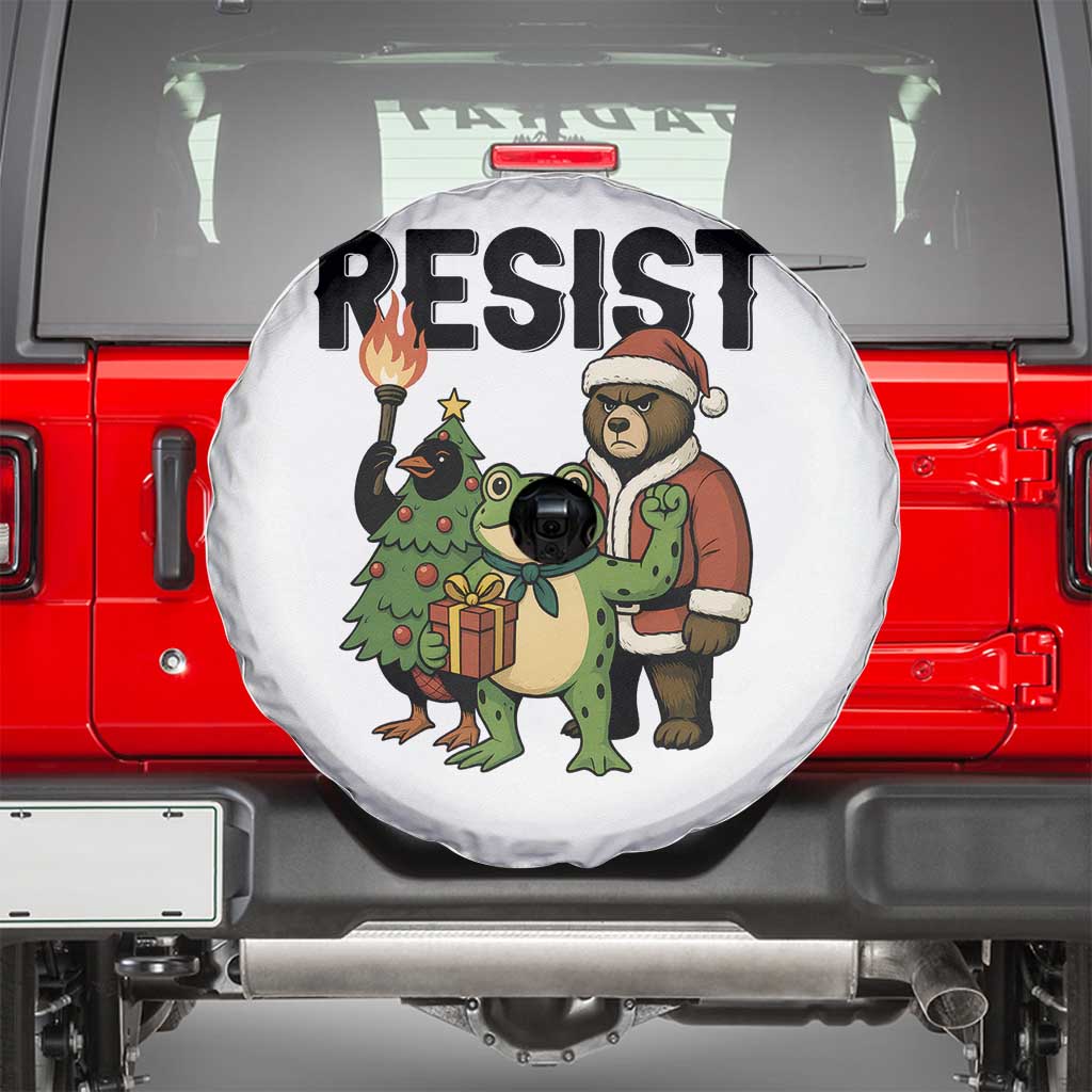 Portland Frog Protest Frogs Together Strong Spare Tire Cover Funny Holiday Gift TS12 White Print Your Wear