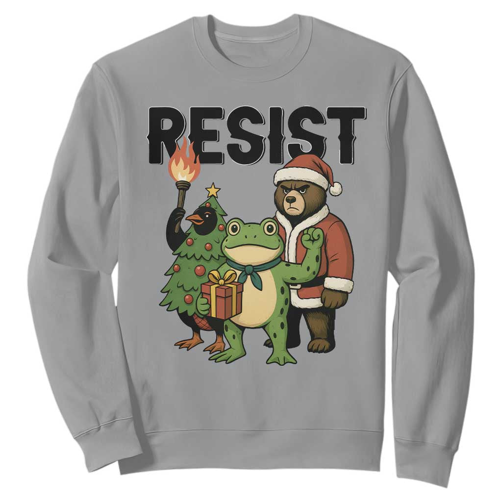 Portland Frog Protest Frogs Together Strong Sweatshirt Funny Holiday Gift TS12 Sport Gray Print Your Wear
