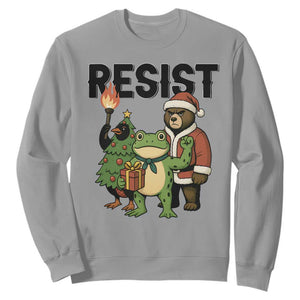 Portland Frog Protest Frogs Together Strong Sweatshirt Funny Holiday Gift TS12 Sport Gray Print Your Wear