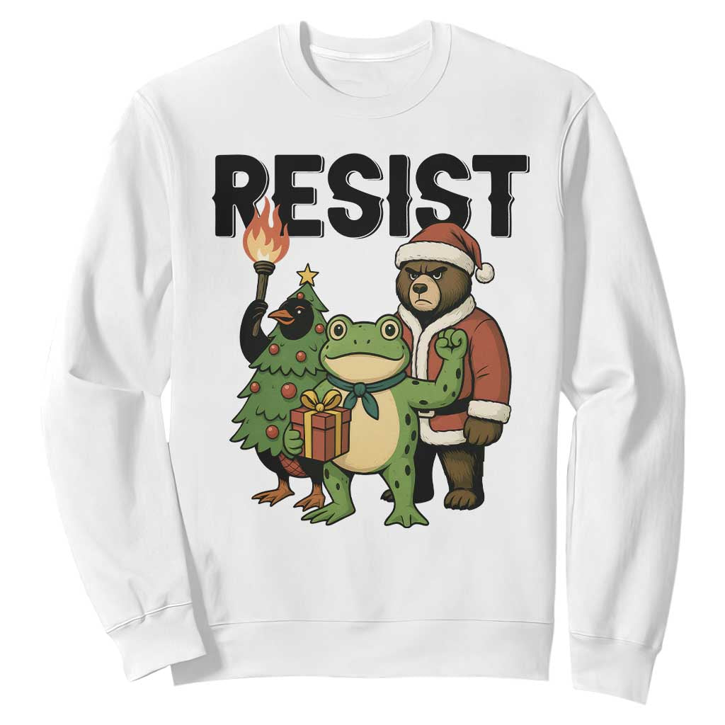 Portland Frog Protest Frogs Together Strong Sweatshirt Funny Holiday Gift TS12 White Print Your Wear