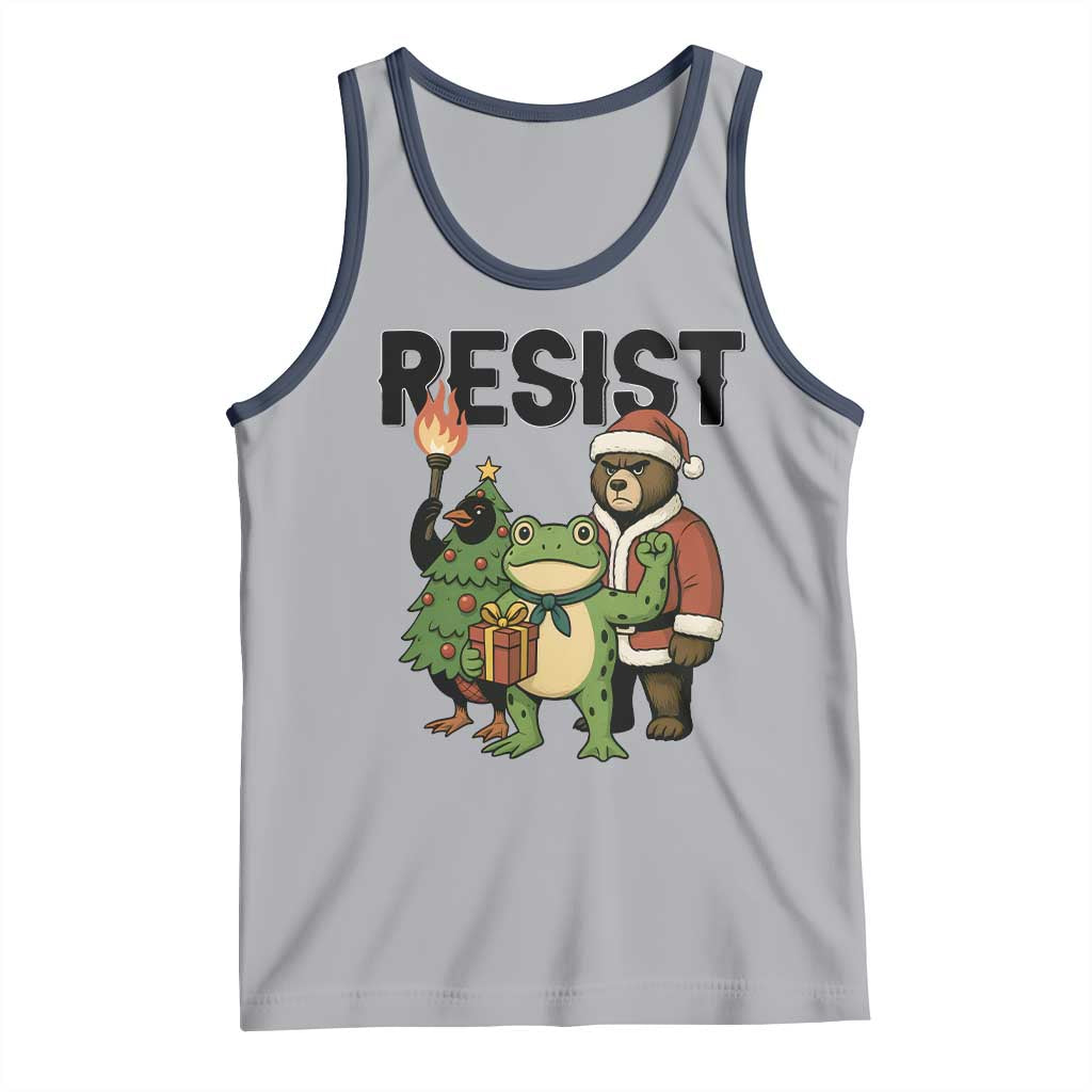 Portland Frog Protest Frogs Together Strong Tank Top Funny Holiday Gift TS12 Athletic Heather Navy Print Your Wear