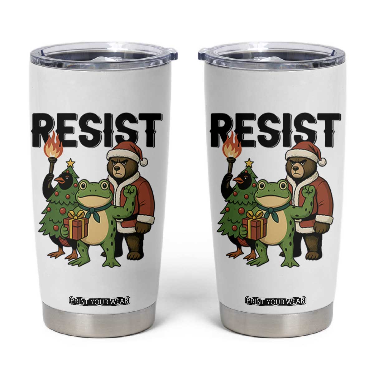 Portland Frog Protest Frogs Together Strong Tumbler Cup Funny Holiday Gift TS12 White Print Your Wear