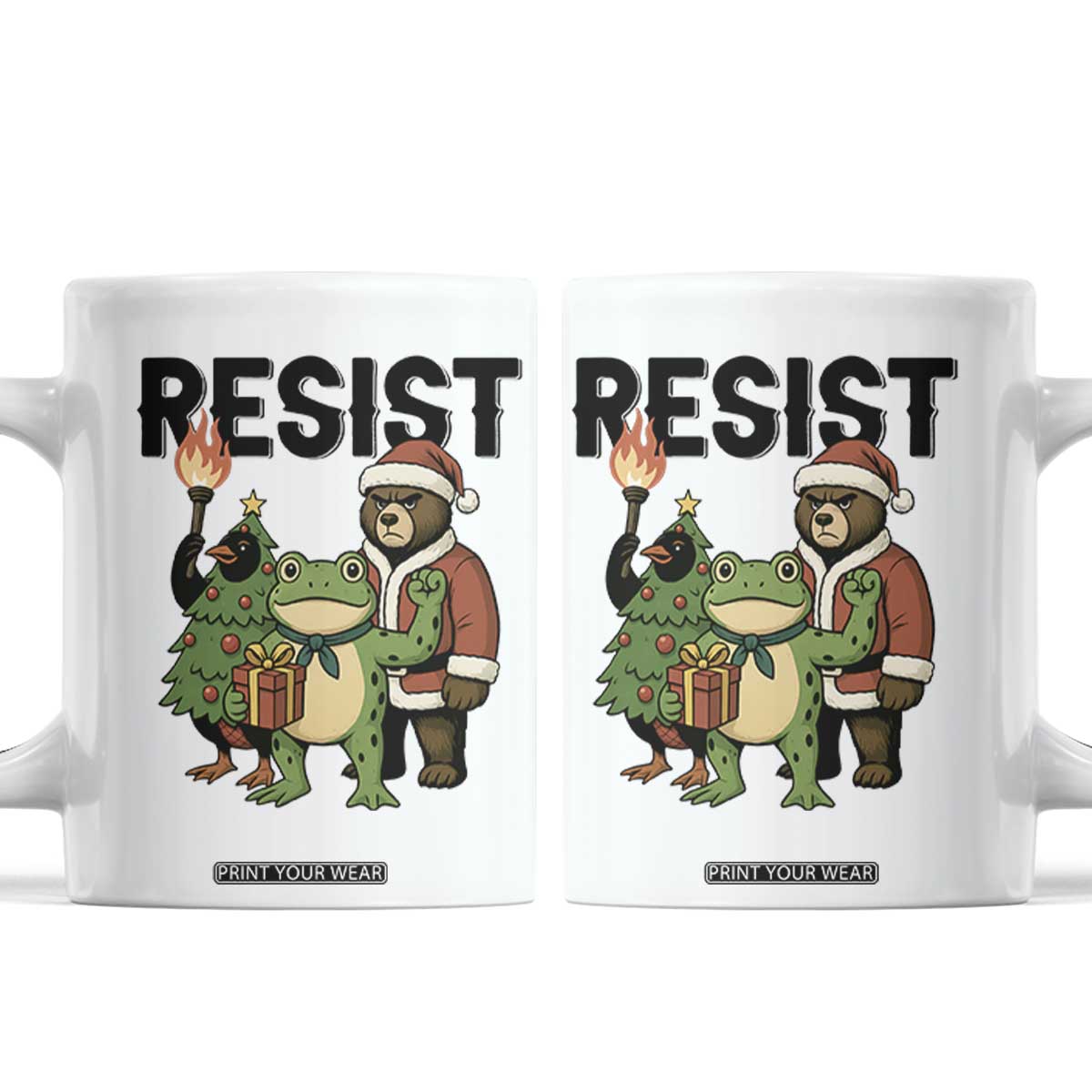Portland Frog Protest Frogs Together Strong Coffee Mug Funny Holiday Gift TS12 White Print Your Wear