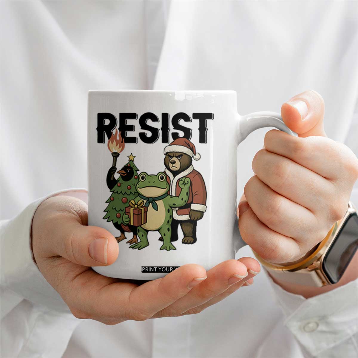 Portland Frog Protest Frogs Together Strong Coffee Mug Funny Holiday Gift TS12 Print Your Wear