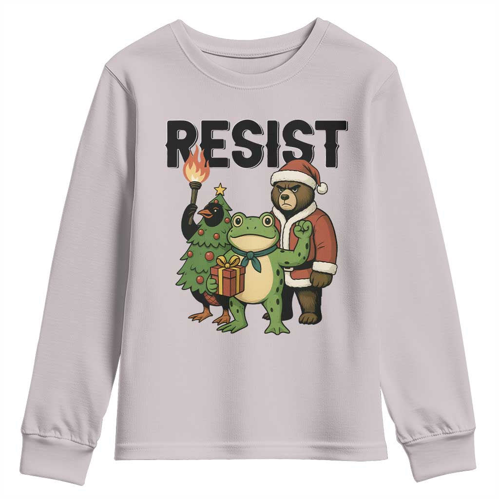 Portland Frog Protest Frogs Together Strong Youth Sweatshirt Funny Holiday Gift TS12 Ice Gray Print Your Wear