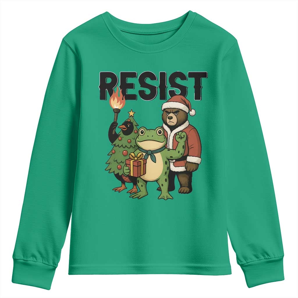 Portland Frog Protest Frogs Together Strong Youth Sweatshirt Funny Holiday Gift TS12 Irish Green Print Your Wear