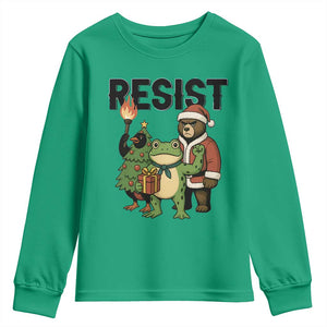 Portland Frog Protest Frogs Together Strong Youth Sweatshirt Funny Holiday Gift TS12 Irish Green Print Your Wear