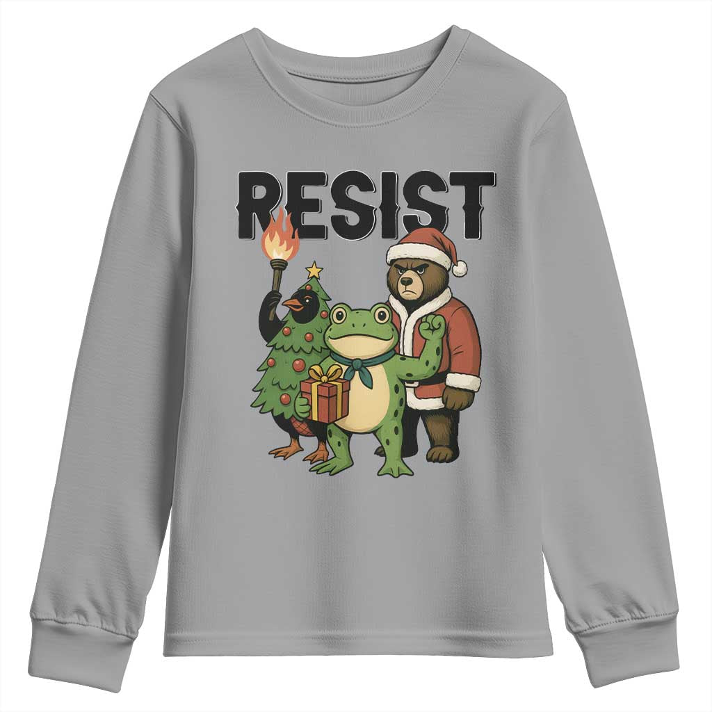 Portland Frog Protest Frogs Together Strong Youth Sweatshirt Funny Holiday Gift TS12 Sport Gray Print Your Wear