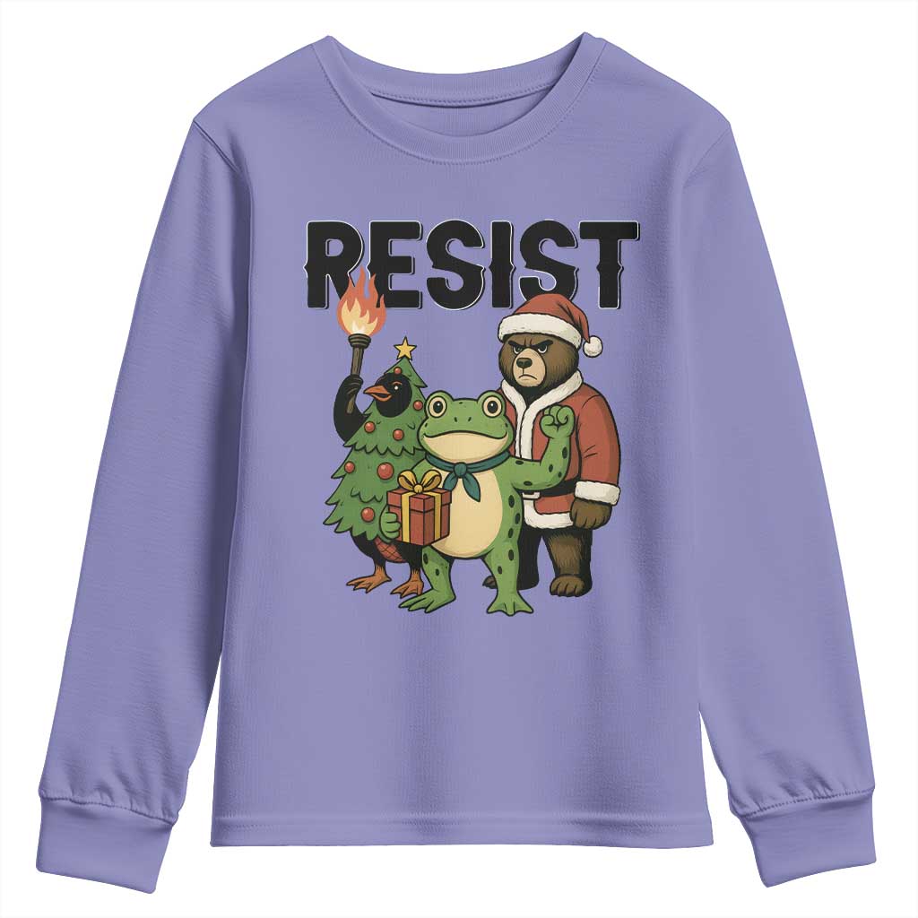 Portland Frog Protest Frogs Together Strong Youth Sweatshirt Funny Holiday Gift TS12 Violet Print Your Wear