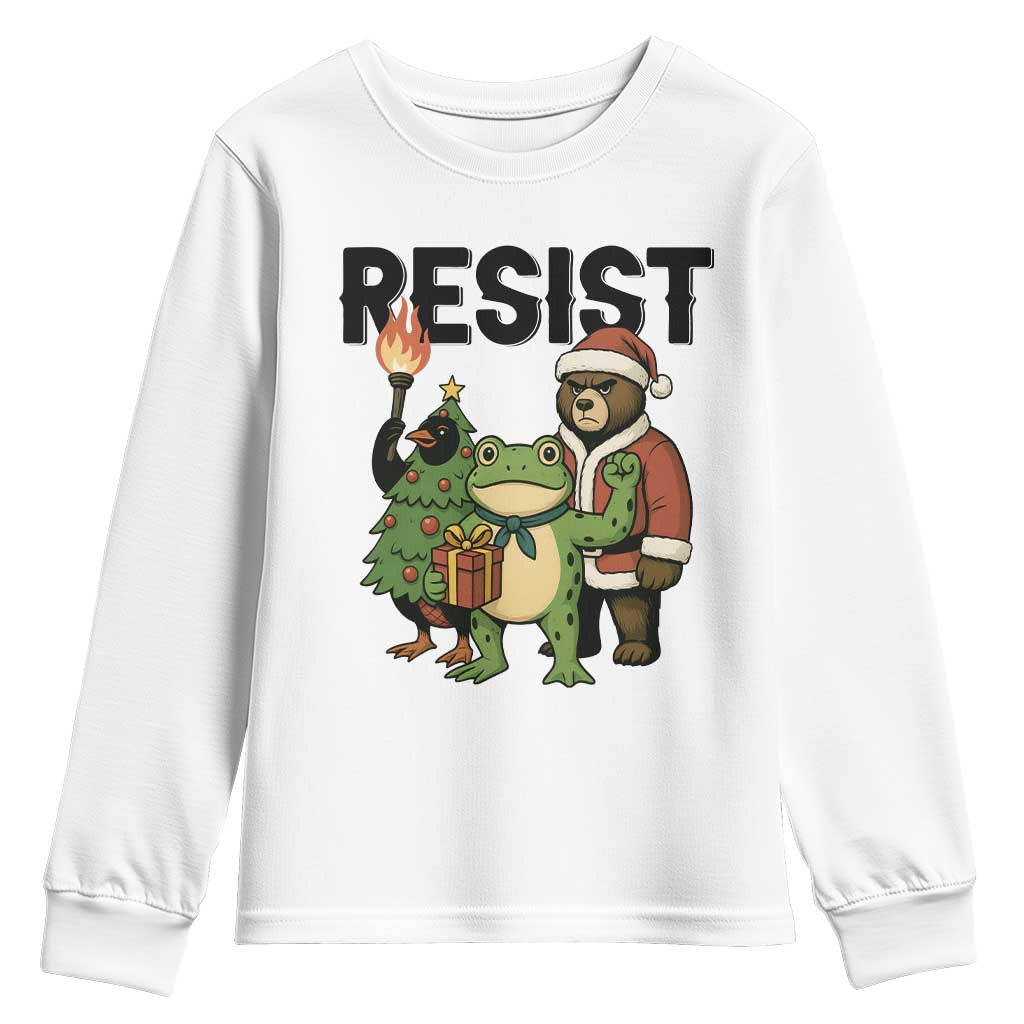 Portland Frog Protest Frogs Together Strong Youth Sweatshirt Funny Holiday Gift TS12 White Print Your Wear