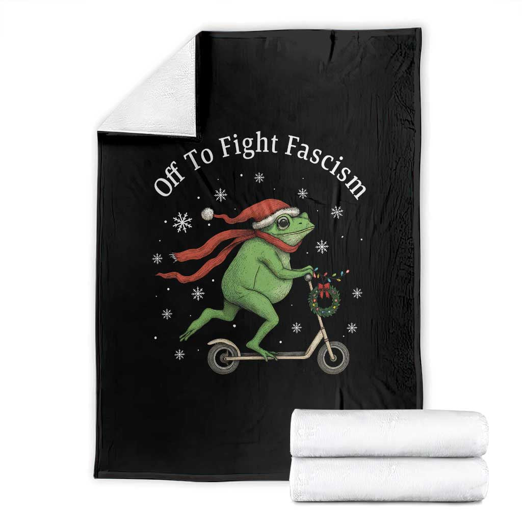 Portland Frog Protest Off To Fight Fascism Throw Blanket Funny Christmas Gift TS12 Black Print Your Wear