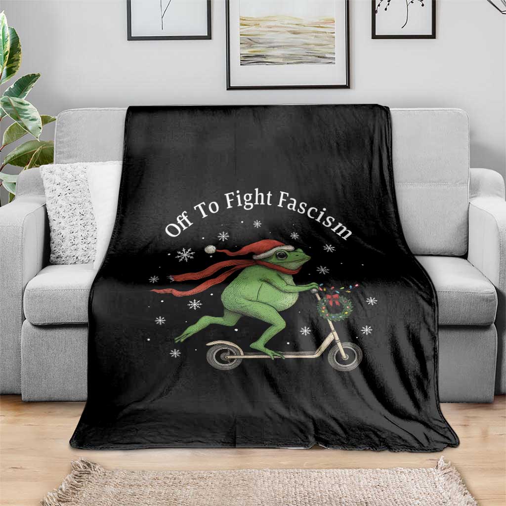 Portland Frog Protest Off To Fight Fascism Throw Blanket Funny Christmas Gift TS12 Print Your Wear