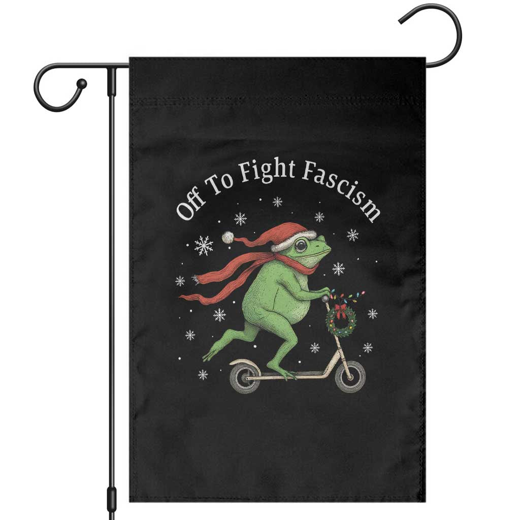 Portland Frog Protest Off To Fight Fascism Garden Flag Funny Christmas Gift TS12 Black Print Your Wear