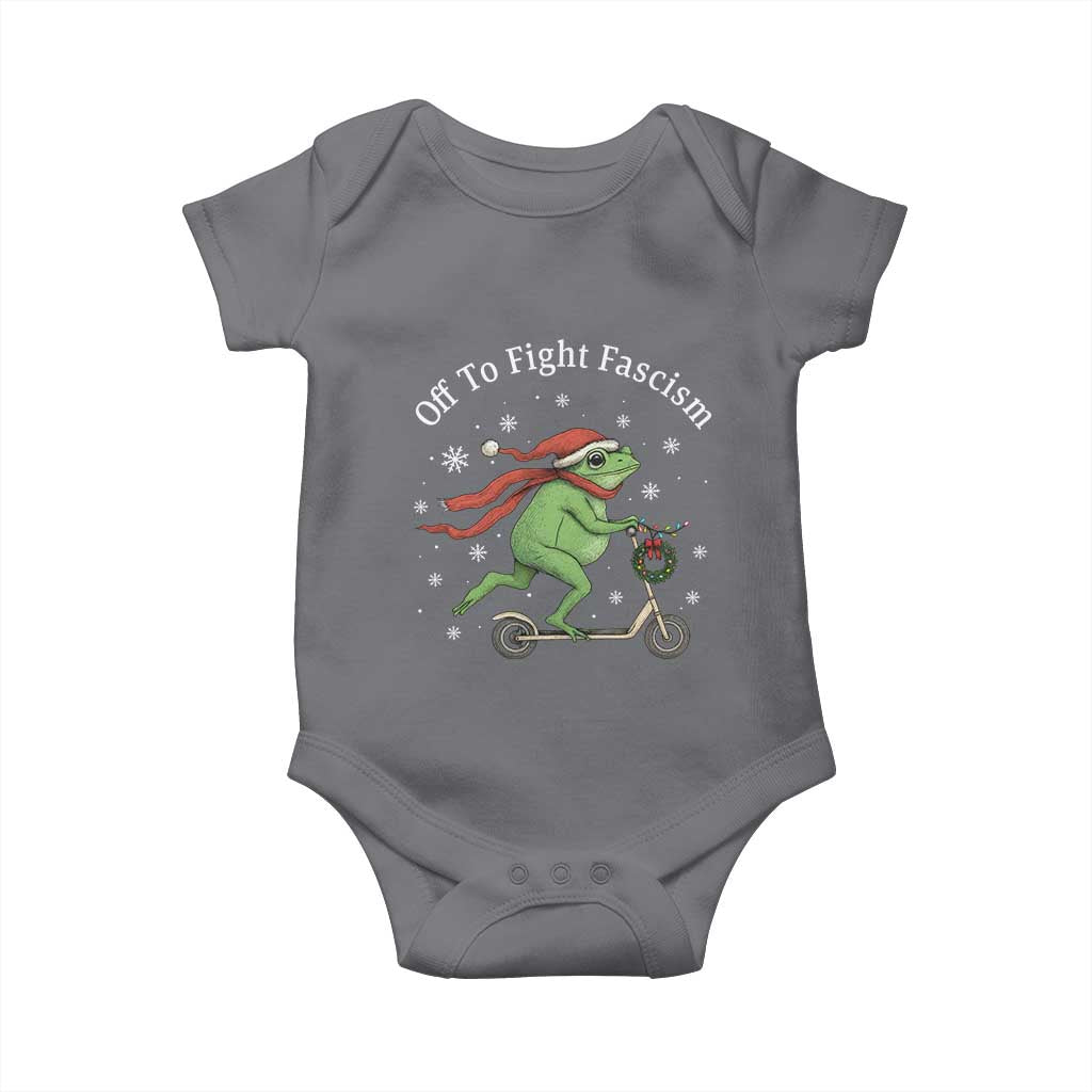 Portland Frog Protest Off To Fight Fascism Baby Onesie Funny Christmas Gift TS12 Charcoal Print Your Wear