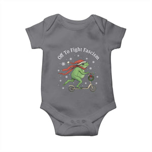 Portland Frog Protest Off To Fight Fascism Baby Onesie Funny Christmas Gift TS12 Charcoal Print Your Wear