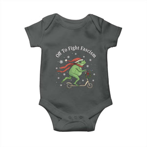 Portland Frog Protest Off To Fight Fascism Baby Onesie Funny Christmas Gift TS12 Dark Heather Print Your Wear