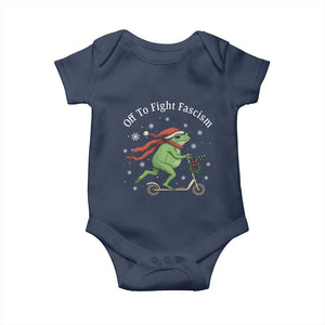Portland Frog Protest Off To Fight Fascism Baby Onesie Funny Christmas Gift TS12 Navy Print Your Wear