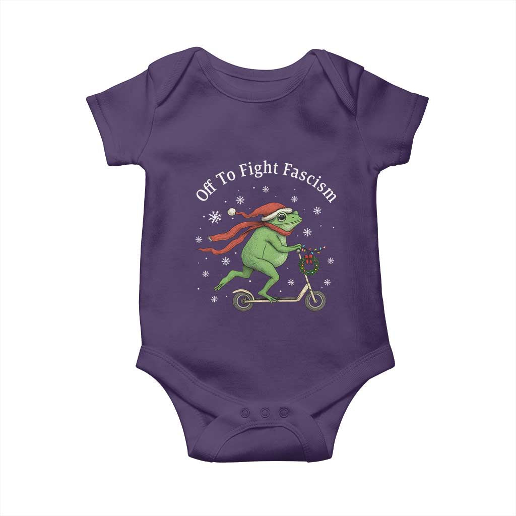 Portland Frog Protest Off To Fight Fascism Baby Onesie Funny Christmas Gift TS12 Purple Print Your Wear