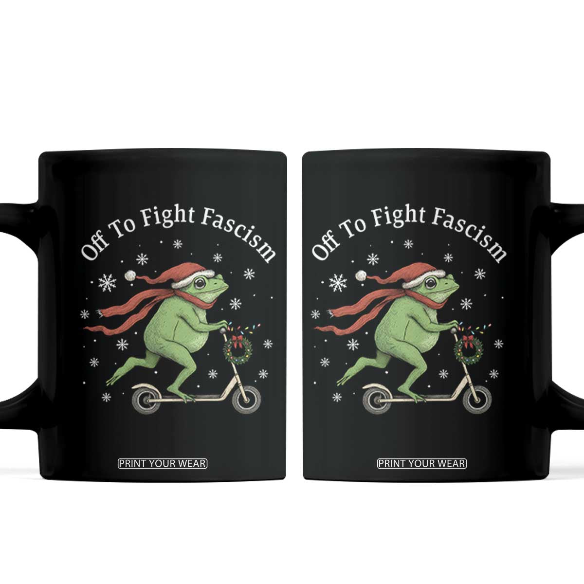 Portland Frog Protest Off To Fight Fascism Coffee Mug Funny Christmas Gift TS12 Black Print Your Wear