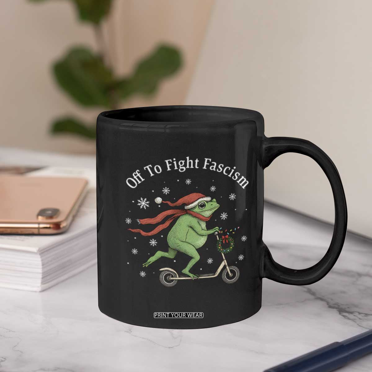 Portland Frog Protest Off To Fight Fascism Coffee Mug Funny Christmas Gift TS12 Print Your Wear