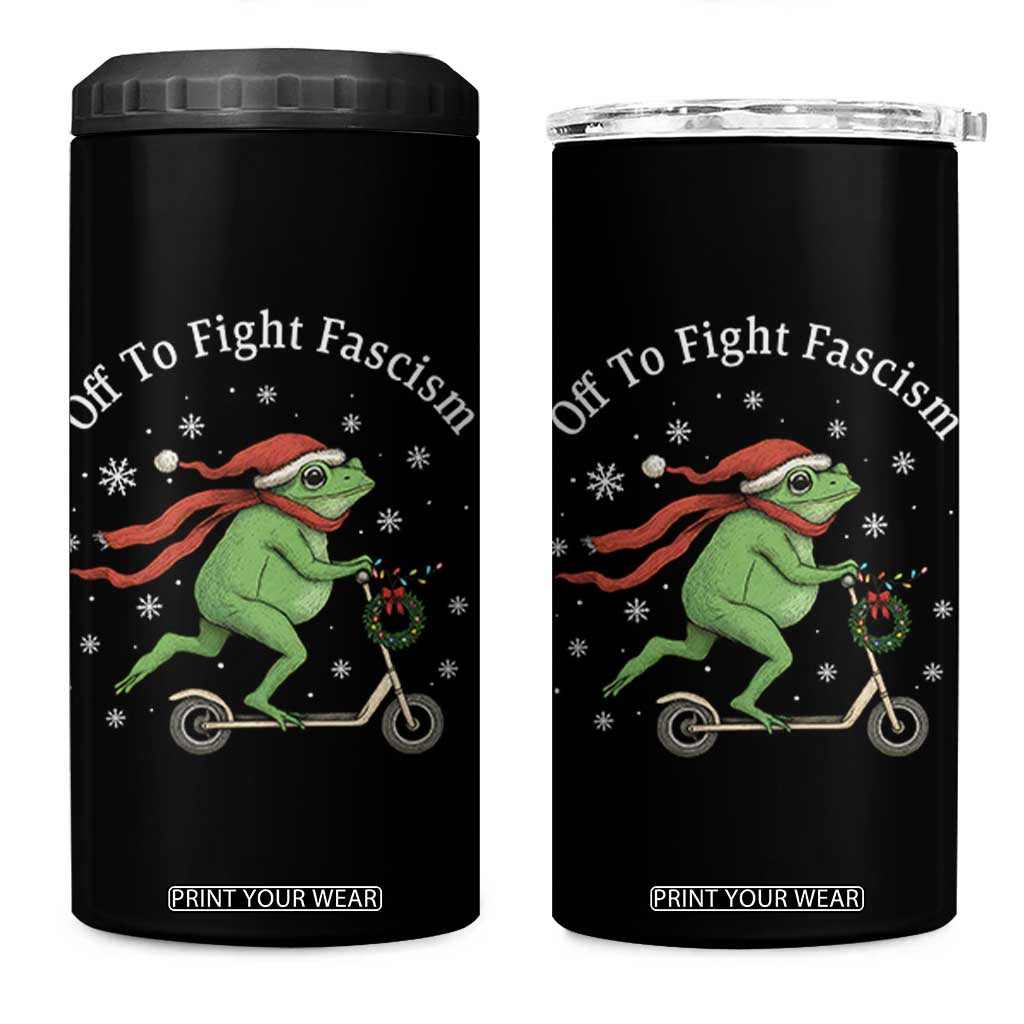 Portland Frog Protest Off To Fight Fascism 4 in 1 Can Cooler Tumbler Funny Christmas Gift TS12 One Size: 16 oz Black Print Your Wear