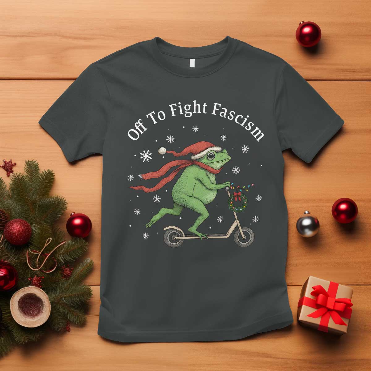 Portland Frog Protest Off To Fight Fascism T Shirt Funny Christmas Gift TS12 Dark Heather Print Your Wear