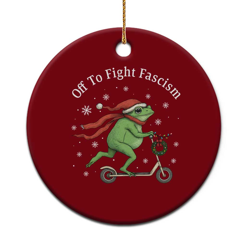 Portland Frog Protest Off To Fight Fascism Ceramic Ornament Funny Xmas Gift TS12 1pc Red Print Your Wear
