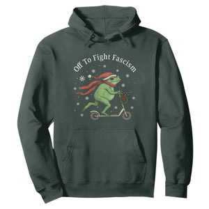 Portland Frog Protest Off To Fight Fascism Hoodie Funny Christmas Gift TS12 Dark Forest Green Print Your Wear