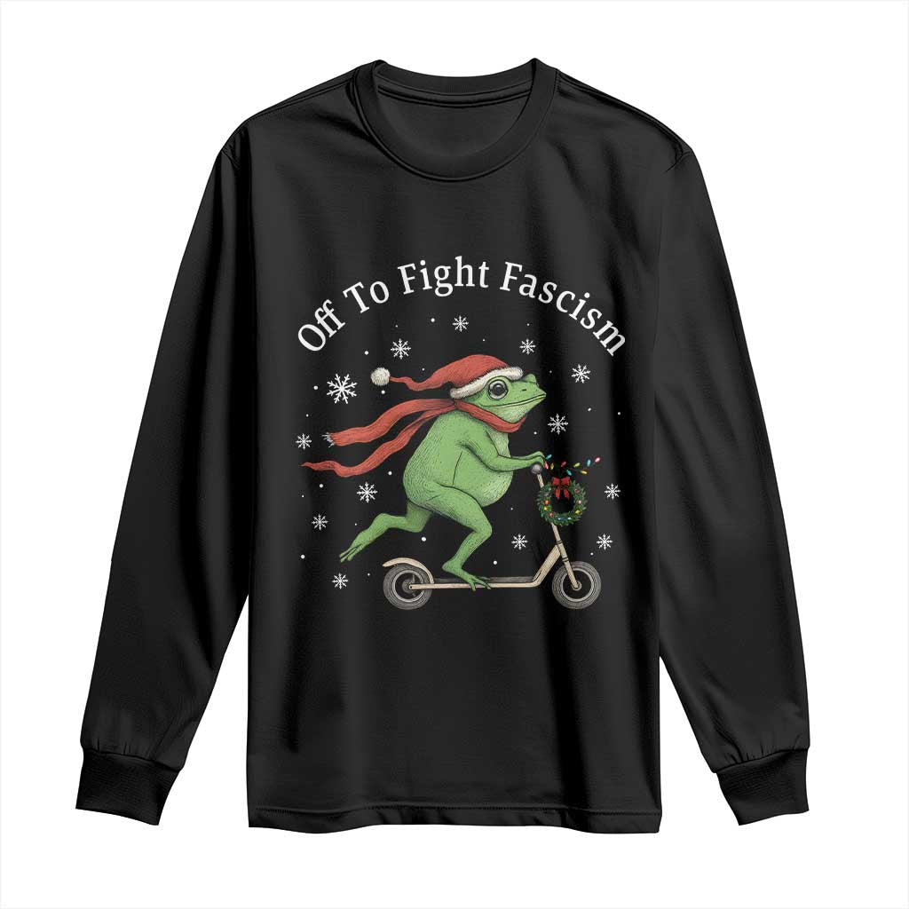 Portland Frog Protest Off To Fight Fascism Long Sleeve Shirt Funny Christmas Gift TS12 Black Print Your Wear